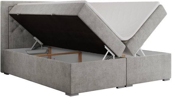 Boxspringbett, Modern Bett mit Multipocket-Matratze und zwei Bettkästen - JASIR - 120 x 200 cm - Hellgrau Stoff - H4 Bild 4