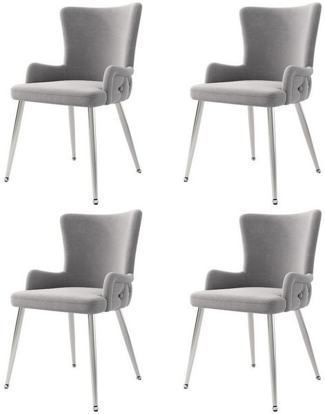 Flieks Esszimmerstuhl (Set, 4 St), 4er Set Polsterstühle Küchenstühle Samt Wohnzimmer Metallbeine