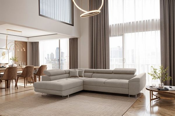 Kaiser Möbel Ecksofa FALIO L mit Schlaffunktion, modern für Wohn- und Schlafzimmer, Mit Schlaffunktion und Bettzeugablage