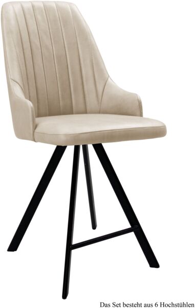 Thekenstuhl drehbar (6er-Set) Diannah 52x108x60 Schwarz/Natur