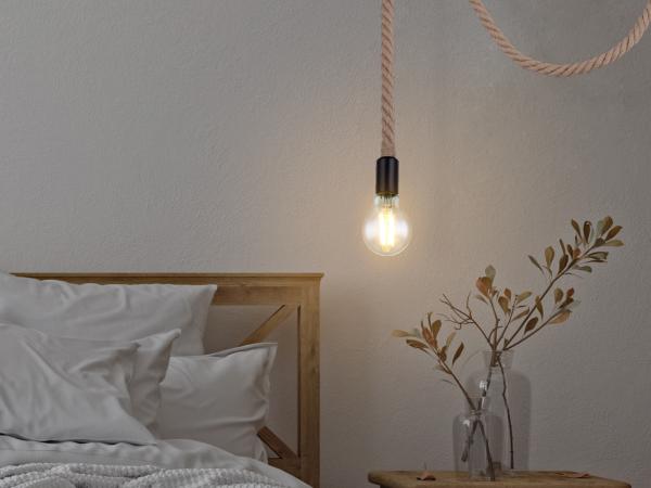 LED Pendelleuchte 1-flammig mit Hanfseil Abhängung 160cm