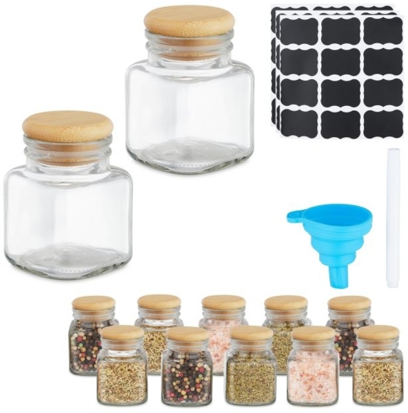 12er Set Gewürzgläser mit Bambusdeckel 10047444