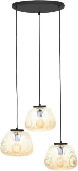Brilliant Leuchten 80110-86 Pendelleuchte Kaizen 3- flammig rund amber-bernstein schwarz