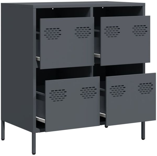 Sideboard, Kommode Anthrazit 68x39x73,5 cm Kaltgewalzter Stahl j935p Bild 4