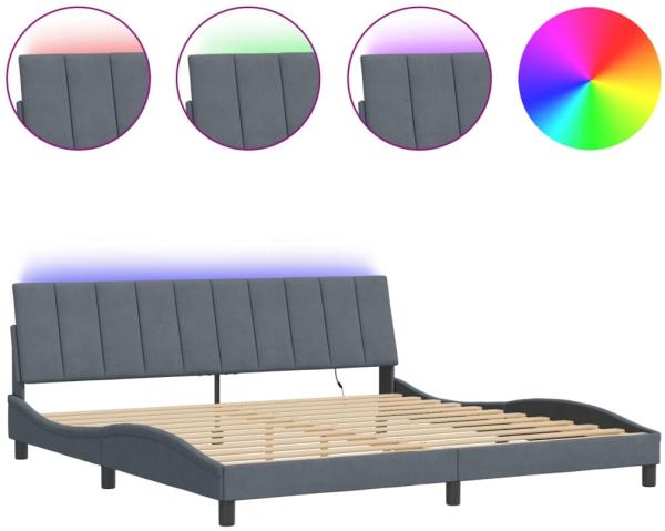 vidaXL Bettgestell mit LED ohne Matratze "Hanko" Dunkelgrau 200x200 cm Samt 3213800