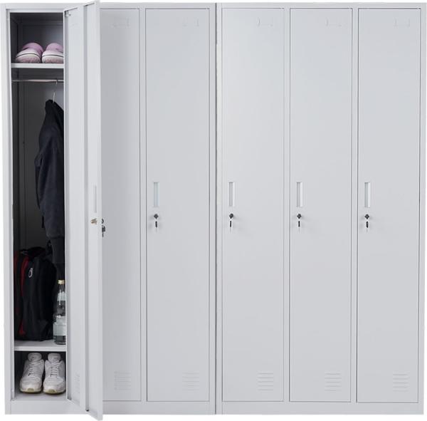 Schließfach Boston T829, Spind Wertfachschrank Schließfachschrank, Metall 6 Fächer ~ grau