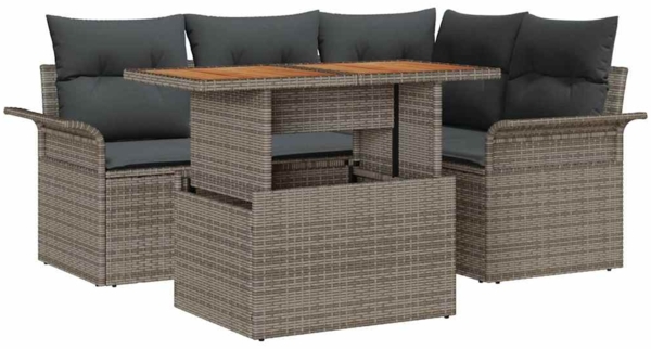 vidaXL Garten-Sofa-Set mit Kissen 5 pcs Grau 3349327
