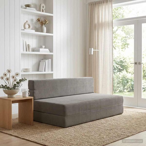 vidaXL Klappsofa Bett Hellgrau 152 x 86,5 x 60 cm Stoff 900131