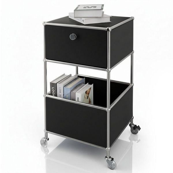 Floordirekt Rollcontainer Concept Epure Rollcontainer MK-145 – Metallregal-Rollwagen 40x40x75 cm, 3-stöckig mit Schublade, mobiles Aufbewahrungsregal für Küche & Büro