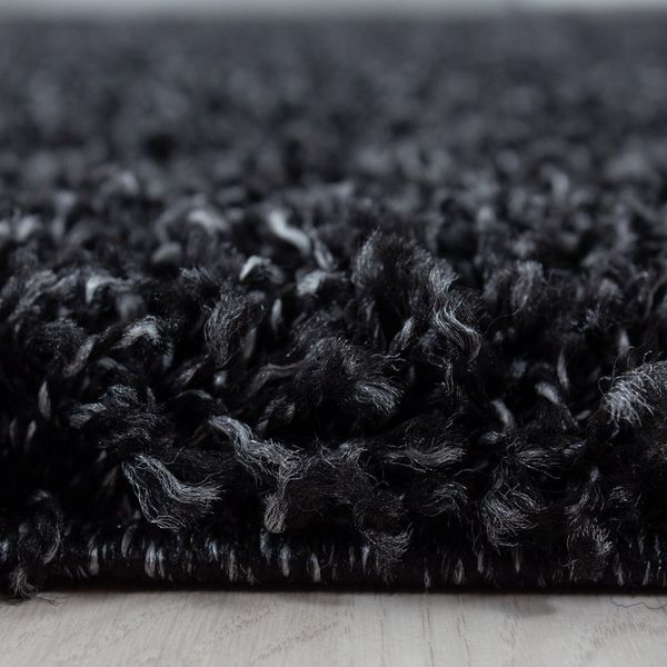 KADIMA DESIGN Teppich RHEIN Shaggy Langflor Wohnzimmer Schlafzimmer Waschbar Flauschig, Rund, Höhe: 32 mm, Anthrazit, 80x80 cm, Wohnzimmerteppich Strapazierfähig Waschbar