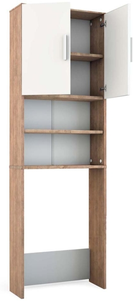 Toilettenschrank Sonoma/Weiß 64 x 190 cm mit 2 Türen Vicco