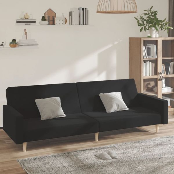 vidaXL Schlafsofa 2-Sitzer Schwarz Stoff 375729