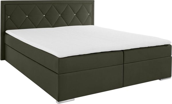 Leonique Boxbett Alfie, Bestseller, wahlweise mit Bettkasten, mit Straßsteinen im Kopfteil, H2, H3 und H4 wählbar
