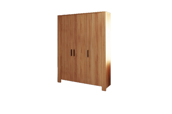 Kleiderschrank Lubic aus Kernbuche massiv 155x60x205 mit 3 Türen und Holzbeinen