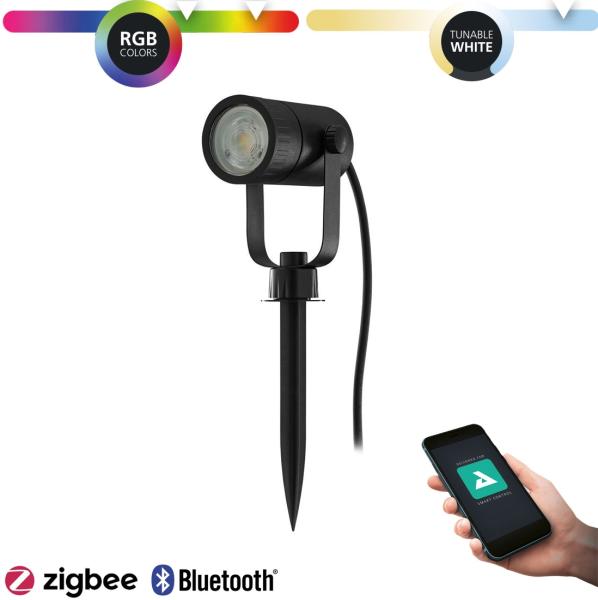 Eglo 900121 Strahler NEMA-Z schwarz GU10 L:12. 5cm H:11. 5cm Ø:9cm mit Kabel+Stecker IP65 mit Connect Z Funktion Bild 4