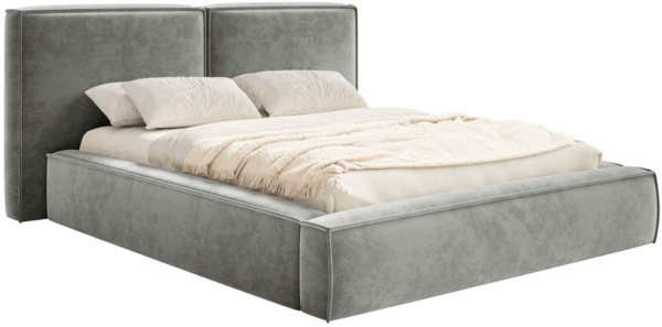 Selsey 'Tilves' Polsterbett 160x200 mit Bettkasten, Lattenrost, Velours, grau