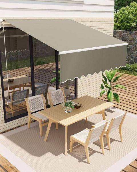 GarveeMore Gelenkarmmarkise 300 x 250 cm,UV40+ & wasserabweisend, mit Kurbel & Wandhalterung Länge + Winkel einstellbar, Markise für Terrasse & Balkon