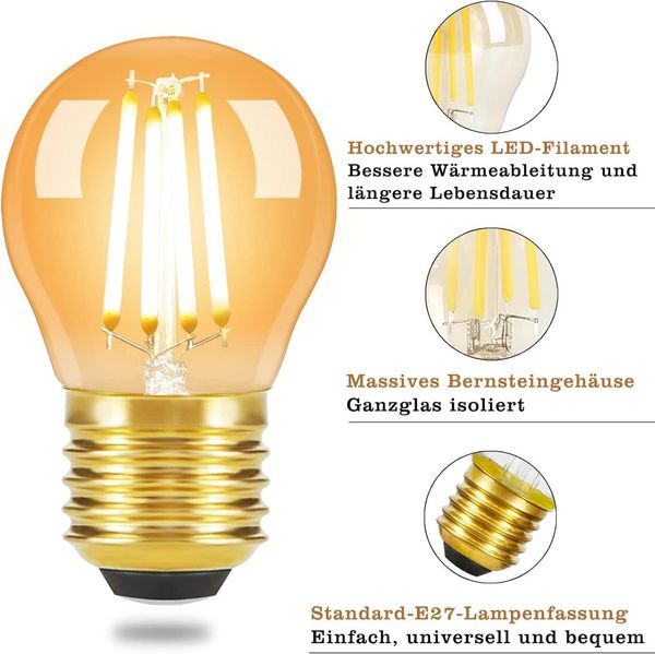 Nettlife LED-Leuchtmittel E27 6 stück Vintage Edison Glühlampe, E27, 6 St, Warmweiß, Hauses Restaurants Wohnzimmers Cafés