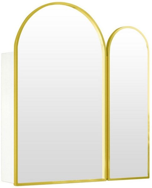radelldar Badezimmerspiegelschrank Spigelschrank bogen mit 3 Ablagen und 2 Tür, 61x12x70cm Badschrank mit 2 Spiegel Arched