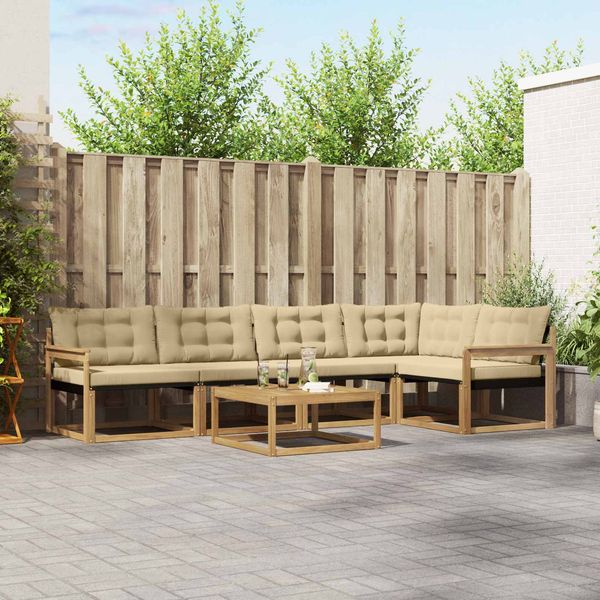 vidaXL Outdoor-Sofagarnitur 6 pcs Weiß und Beige 79 x 79 x 37 cm 3388703