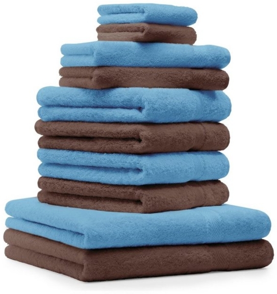 Betz Handtuch Set 10-TLG. Premium Farbe Hellblau & Nussbraun, Baumwolle (10-St) Bild 4
