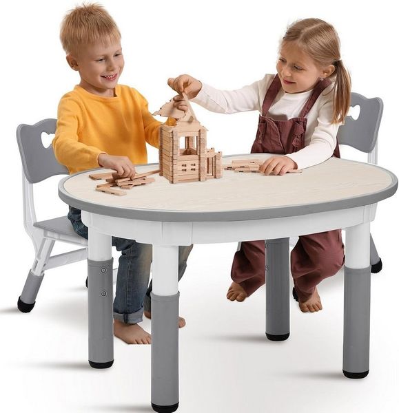 TLGREEN Kindertisch Kindersitzgruppe Höhenverstellbar, Maltisch Kinder Tisch Stuhl Set (Kindertisch und Stuhlset für Essen Spielen), Maltisch für Klassenzimmer Kindergärten