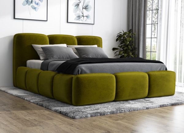 Polsterbett STAR 160x200 ohne Matratze mit Bettkasten und Lattenrost. Farbe: Olive 9