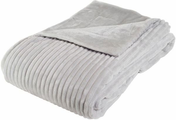 Gözze Wohndecke, kuschelweich, 1620g/Stück, Cord Optik, Polyester, Silber, 150x200 cm