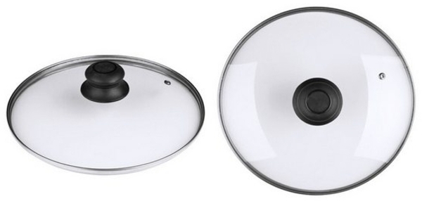 Michelino Glasdeckel für Pfannen/Töpfe 24 cm mit Dampfauslass & Kunststoffgriff
