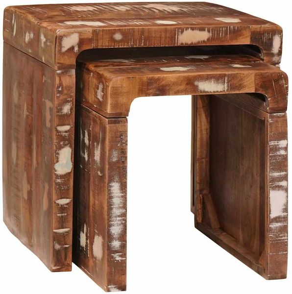 vidaXL Satztische 2 pcs Braun Massives upgecyceltes Holz 4104560