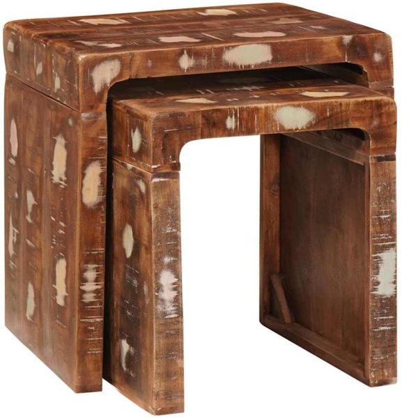 vidaXL Beistelltische Braun Massives upgecyceltes Holz 4104560 Bild 2