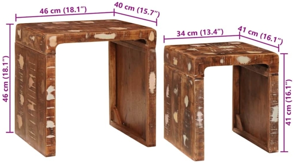 vidaXL Beistelltische Braun Massives upgecyceltes Holz 4104560 Bild 9