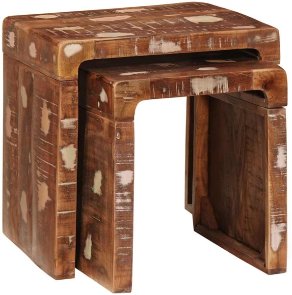 vidaXL Beistelltische Braun Massives upgecyceltes Holz 4104560 Bild 1