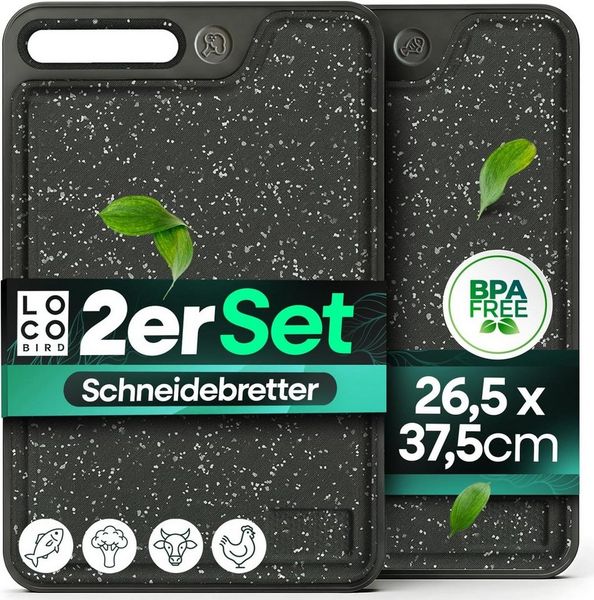 Loco Bird Schneidebrett Kunststoff spülmaschinenfest - 37,5x26,5cm großes Küchenbrett, Kunststoff, (Schneidebrett Plastik), messerschonender chopping board