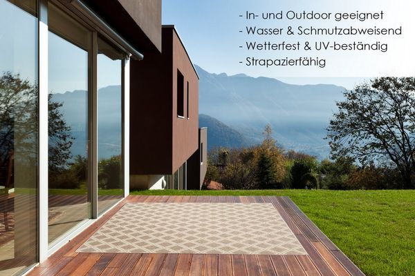 DomDeco Outdoorteppich In- & Outdoor Teppich UMAR, Serie "Noma", Creme-Beige, 120 x 170 cm, Rechteckig, Wetterfest & UV-beständig, schimmelresistent