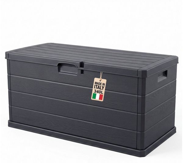 BigDean Auflagenbox Kissenbox Klicksystem 340 Liter Deckel abschließbar Stabil (Packung, 1 St, Gartenbox), Viel Strauraum, Wetterfest, UV-Beständig, Stabil, Abschließbar.