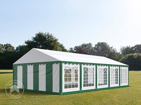 Party-Zelt Festzelt 5x10 m Garten-Pavillon -Zelt PVC Plane 700 N in grün-weiß Wasserdicht
