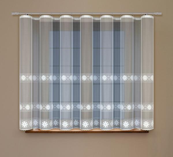 HAFT Gardine 160 cm Hoch, Weiß, Jacquard-Stoff halbtransparent, Kräuselband, Store