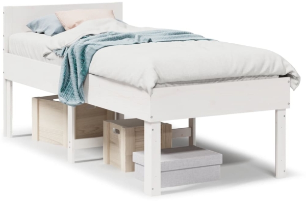 vidaXL Massivholzbett ohne Matratze Weiß 90x190 cm Kiefernholz 855742