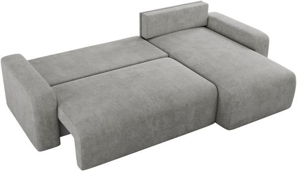 Ecksofa L-form, mit Schlaffunktion und Bettkasten - ARGOS, Hellgrau, Stoff Bild 4