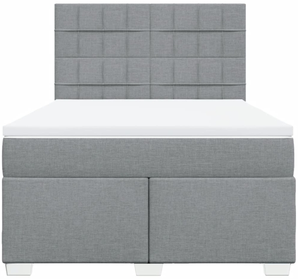 vidaXL Boxspringbett mit Matratze Hellgrau 160x200 cm Stoff 3292839 Bild 5