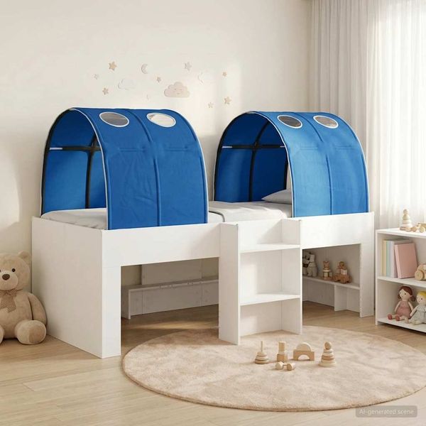 vidaXL Bett mit Tunnel 4 pcs Weiß und Blau Holzwerkstoff 3423571