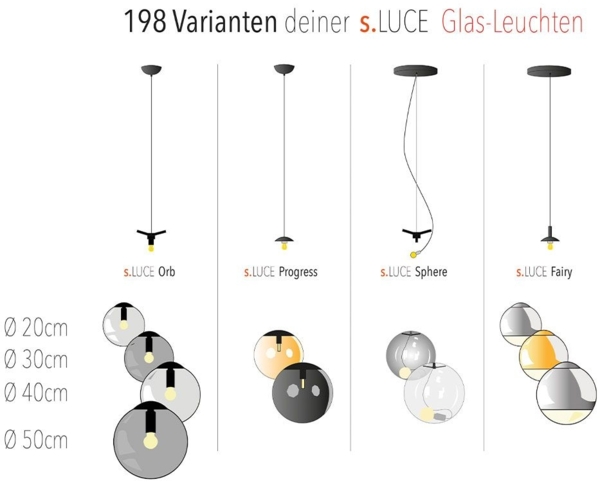 s.luce Sphere Pendelleuchte Glaskugel Chrom, Rauch Ø 40cm Bild 9