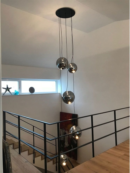 s.luce Sphere Pendelleuchte Glaskugel Chrom, Rauch Ø 40cm Bild 15