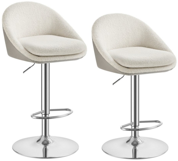 Vasagle Barhocker, 2er Set, Barstuhl, höhenverstellbar, 360° drehbar, Küchenstuhl, mit Rückenlehne, Sockel, Fußstütze, Stahl, für Theke, Bar, Esszimmer