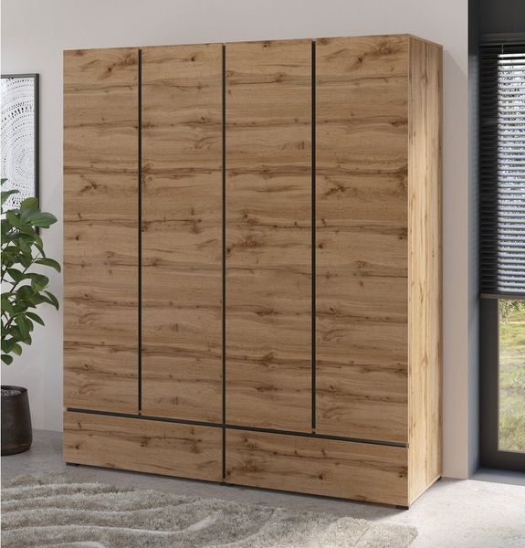 INOSIGN Drehtürenschrank Cross, moderner griffloser Kleiderschrank Wäscheschrank mit Schublade, Garderobe, Türen