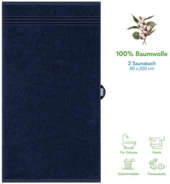 HAMMETEX Saunatuch Hammetex 2er Set extra große Saunatücher, Frottier (Packung, 2-St), 100% Baumwolle – Weich & Saugfähig – Luxuriöse Große Spa-Badetücher Bild 2