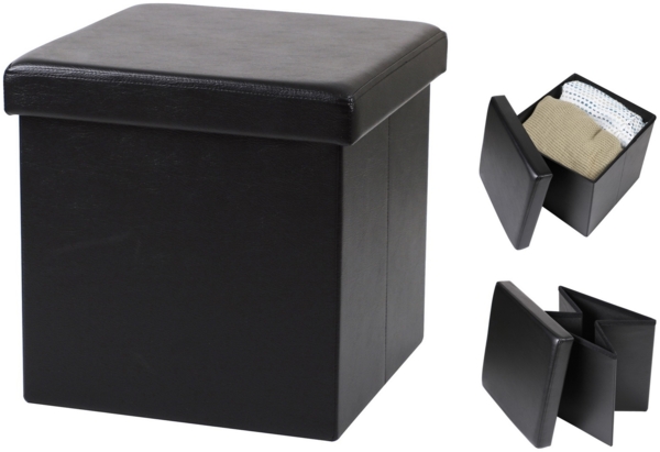Urban Living Sitzhocker faltbar Sitzwürfel "PVC" Aufbewahrungsbox 53382 schwarz