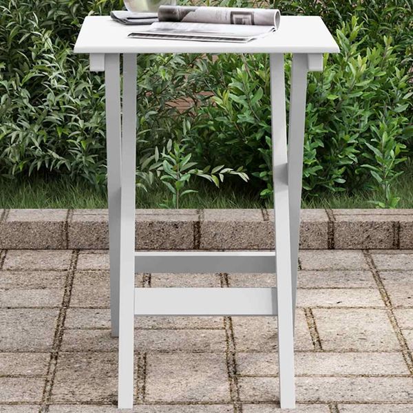 Gartentisch, Beistelltisch, Balkontisch Klappbar Weiß Massivholz Pappel