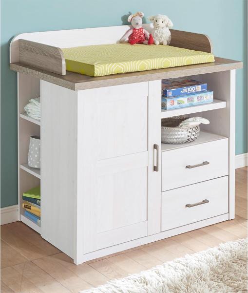 Wickelkommode >Lebbie< in Pinie Weiß - 106x102x75cm (BxHxT)